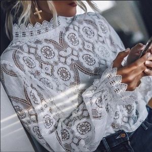 NEW W/ TAG Olivia Lace Detailed Crochet Top